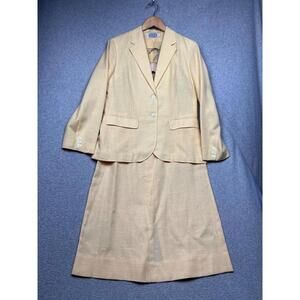 Vintage Villager Womens Linen Pencil Skirt Suit Blazer Size 14/ 12 90's Career